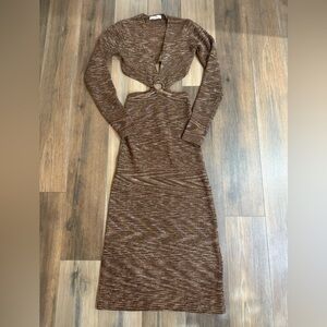 12th Tribe Brown Long Sleeve Dress